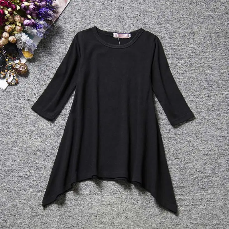 

Girls Dresses New Spring Autumn Solid Color Casual Wear The party For Children Clothes To Daughter Gift Kids Long Sleeve Skirt