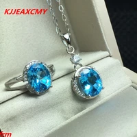 kjjeaxcmy fine jewelry 925 sterling silver inlaid natural topaz ring pendant female models set