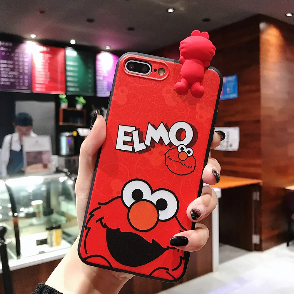 Милый чехол для телефона с изображением Улица Сезам iPhone XR XS MAX мультфильм 3D ELMO