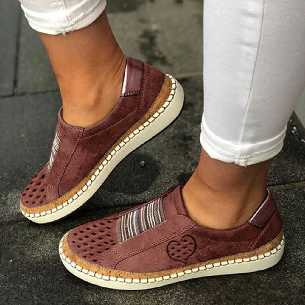 

SAGACE flats shoes women Slip On Sneakers Shallow Loafers Vulcanized Shoes woman Breathable Hollow Out Female Casual Footwear #4