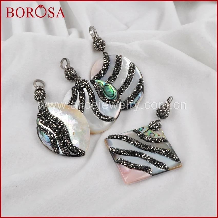 BOROSA 3 шт. модный многообразный кулон в виде раковины из страз Drusy ювелирное