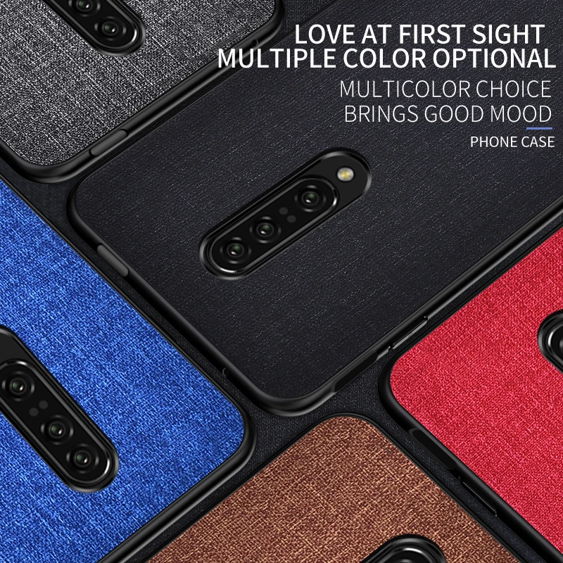 Fabric Cloth PU Leather Phone Case For Oneplus 6 6T 7 Pro Canvas Fashion TPU Cover Cases | Мобильные телефоны и