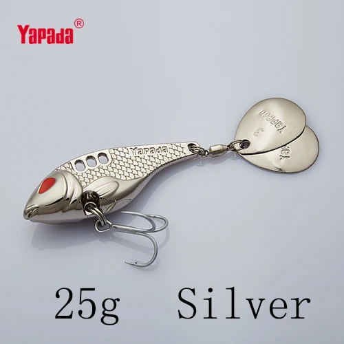 Silver 25g YAPADA VIB 301 Tycoon 10 г/15 г/20 г/25 г тройной крючок+ вращающиеся блестки 41 мм/47 мм/52 мм/55 мм многоцветный Металл VIB рыболовные приманки - Цвет: Silver 25g