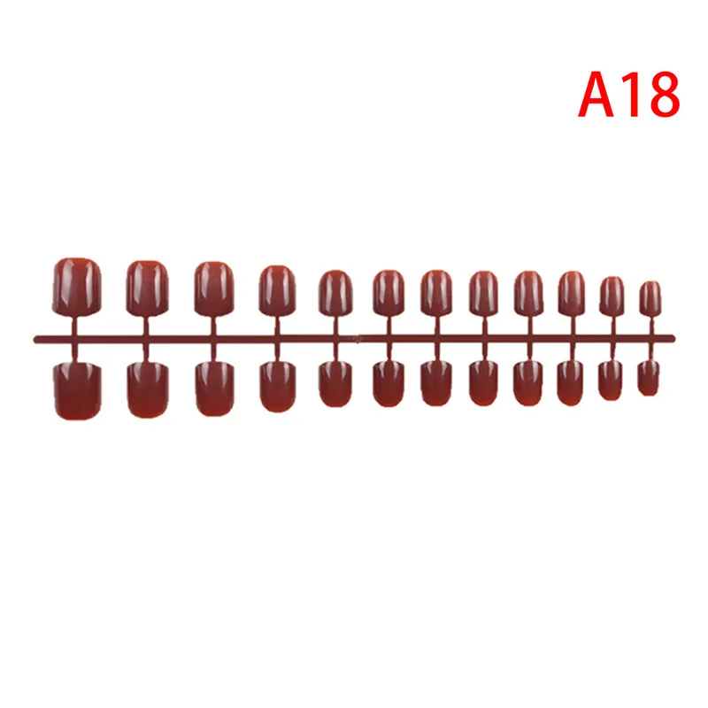 18 31 цвет, 24 шт., короткие накладные ногти, искусственные ногти ABS, накладные ногти, прессованные короткие круглые украшения для ногтей - Цвет: 18