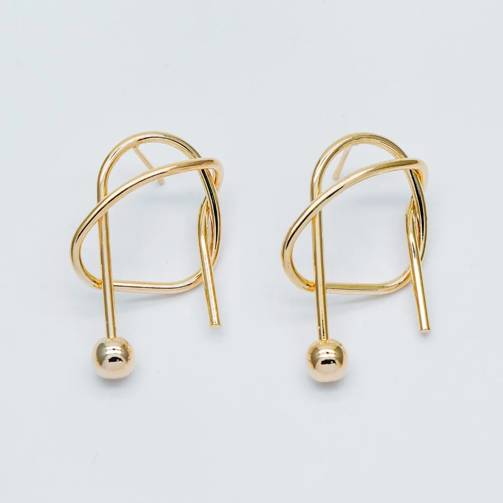 

10pcs Gold Plated Brass Earring Posts, Unique Geometric Stud Earring, Ear Wire Components (GB-510)