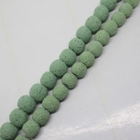 mini order is 71012mm cyan volcanic rock round loose beads strand 15