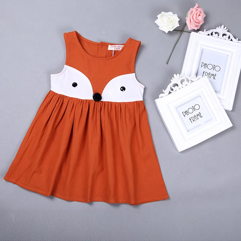 Summer Fox Girls Dresses Kids Cartoon Design Cotton Dress with Leg Warm Suit Set Baby Clothes D0007 | Детская одежда и обувь