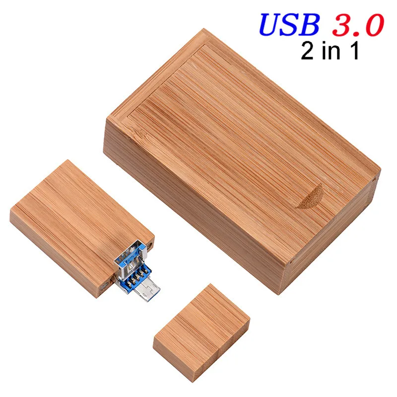 Carbonized bamboo JASTER 2 в 1 OTG флеш-накопитель USB 3,0 64 ГБ 32 ГБ 16 ГБ 4 ГБ U диск Флешка для смартфона карта памяти, Флеш накопитель - Цвет: Carbonized bamboo