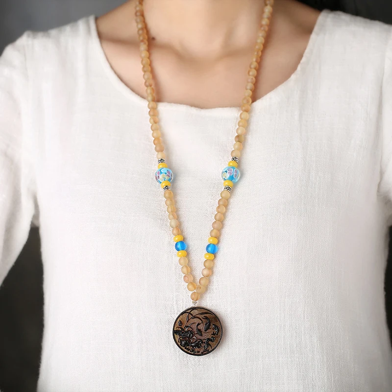 Оптовая продажа натурального рога антилопы ожерелье 108 Будда бусы Тигр кулон