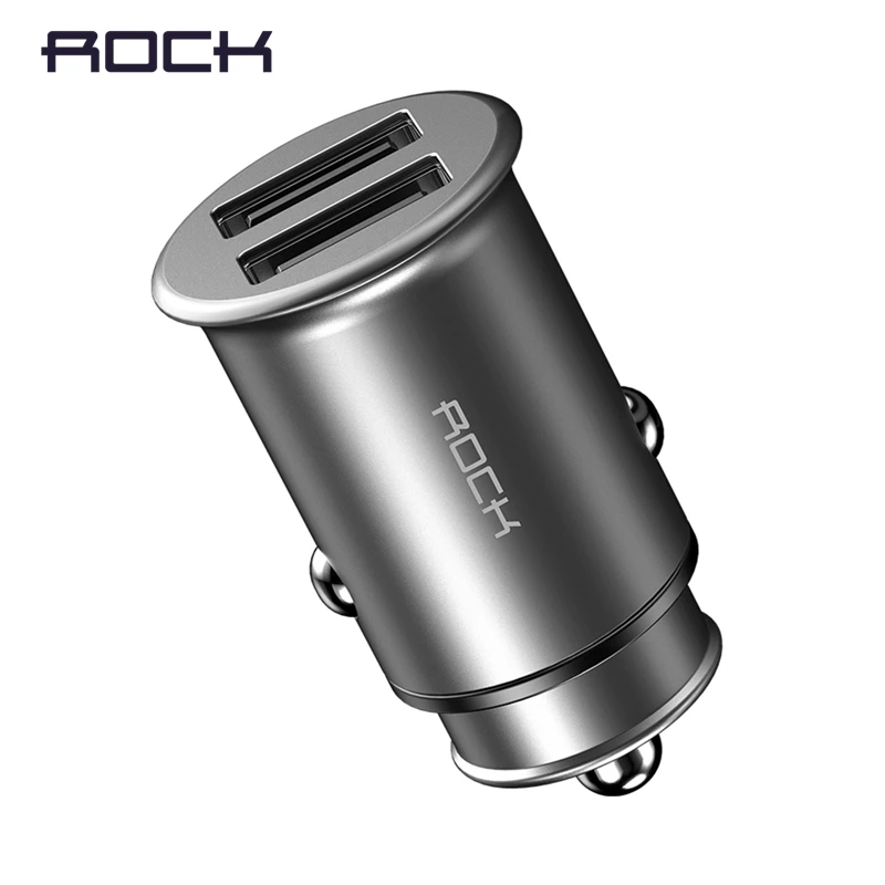 Автомобильное зарядное устройство ROCK 5V 4.8A с двумя usb портами для iPhone X 8 7 6 быстрое