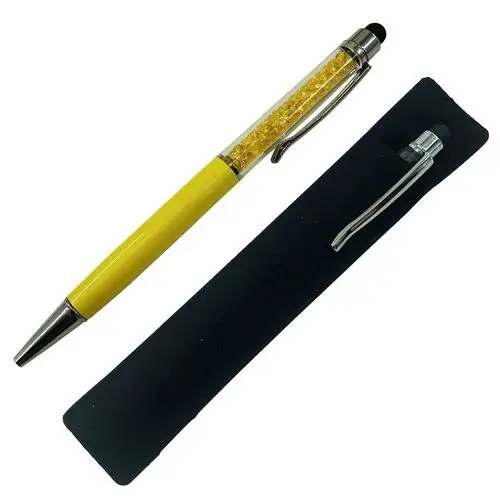 Yellow with bag 50 шт Выгравированная кристальная ручка-стилус со стразами шариковые ручки сенсорная ручка Персонализированные Свадебные сувениры индивидуальные рекламные подарки - Цвет: Yellow with bag