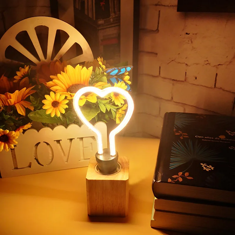Светодиодный ночник сердце звезда Бабочка лотос Тип 220В E26 E27 красный синий теплый