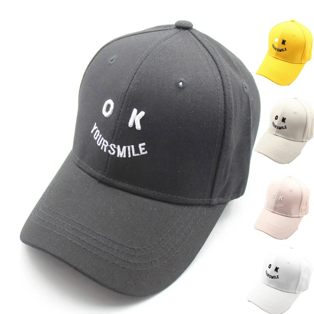 

Men Women Baseball Cap Embroidery OK Your Smile Face Cotton Kpop Hats Sport Dancing Dad Hat Adjustable Hip hop Snapback Cap