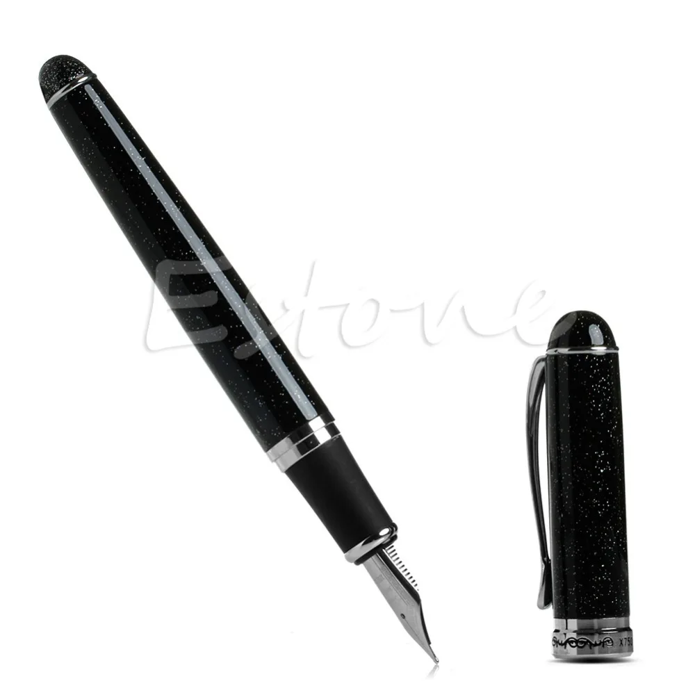 

1 PC Mode Jinhao X750 PLUME chatoyants Noir sables moyen NIB Bling Black barrel, Silver clip and trim