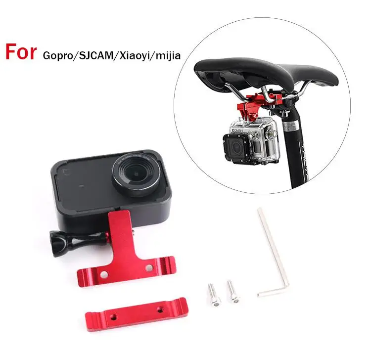 black Для Gopro SJCAM Xiaoyi Mijia алюминиевое велосипедное седло с ЧПУ крепление на сиденье велосипеда монопод Штатив Держатель кронштейн адаптер зажим r25 - Цвет: black