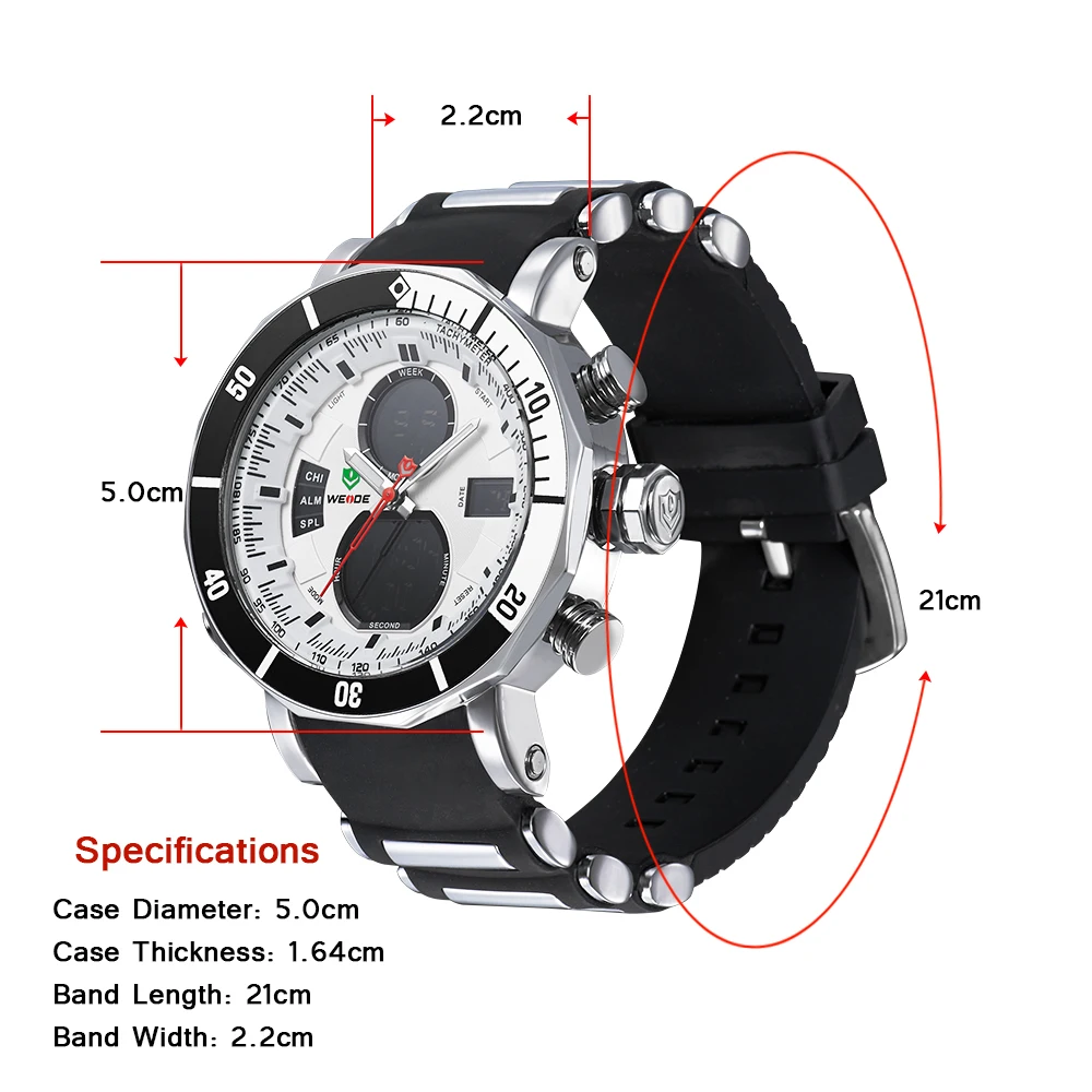 WEIDE ЖК Спорт водостойкой цифровой электроники смотреть аналоговые наручные часы