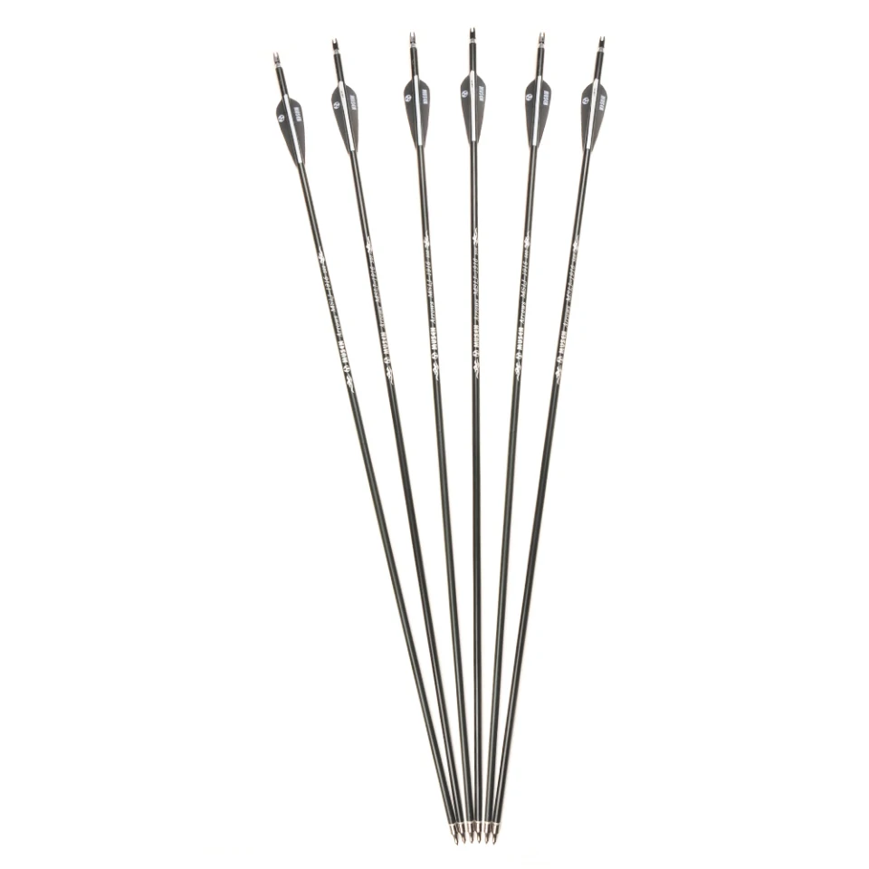 

30 Inches Spine 500 Aluminium Arrows OD 7.6mm Archery Hunting Arrows for Recurve Compound Bows Archery Packed in 6/12/24pcs