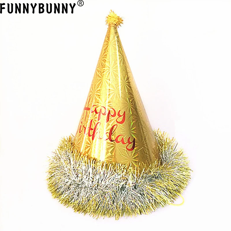 Праздничные шапки FUNNBUNNY с бахромой из фольги ассорти для первого дня рождения