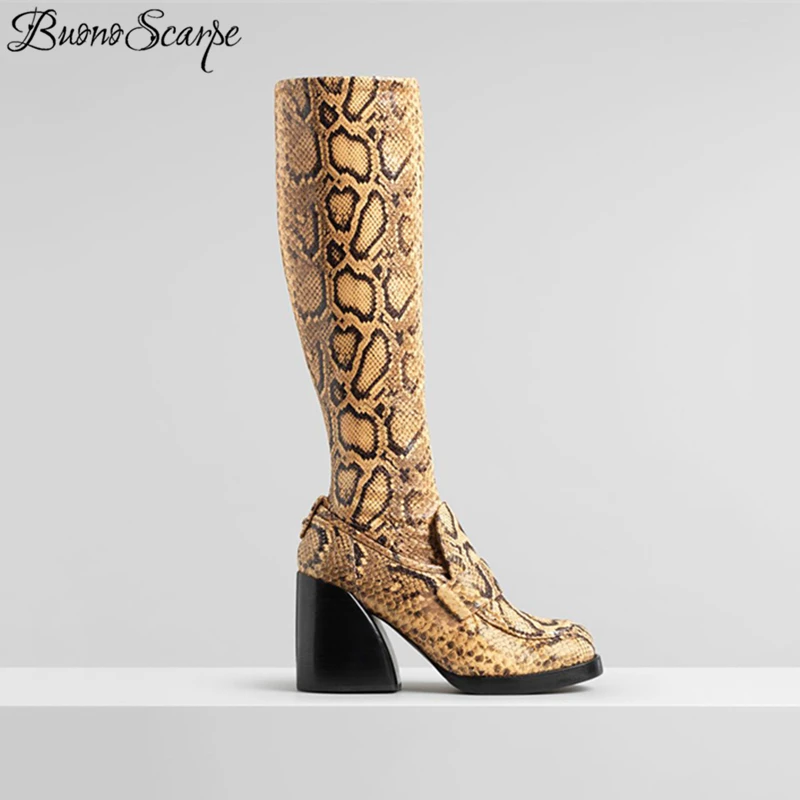 Buono Scarpe/женские ботинки с животным принтом Кожаные женские Botas Fenimina Женская обувь