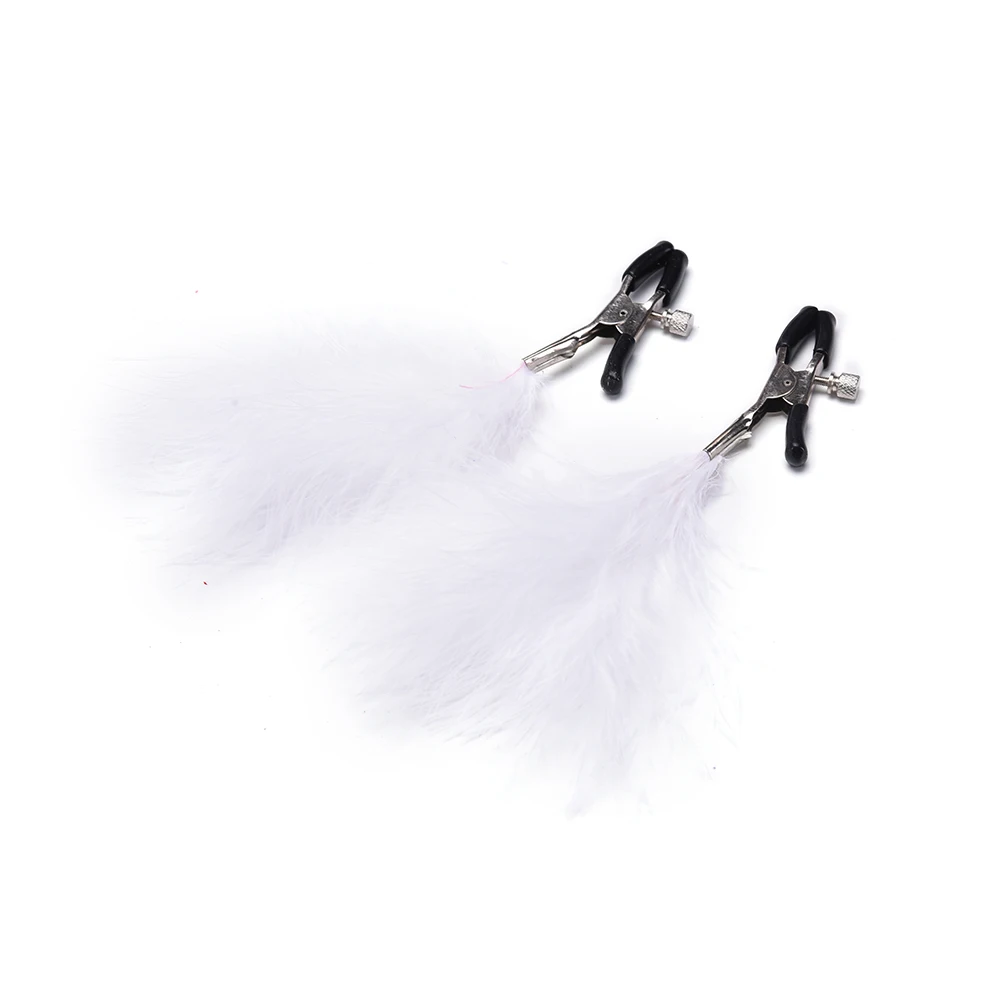 

2pcs/lot Sexy Steel Breast Clip Shaking Stimulate Papilla Clip Breast Clips Feather Breast Toy Nipple Clamps For Female Girls