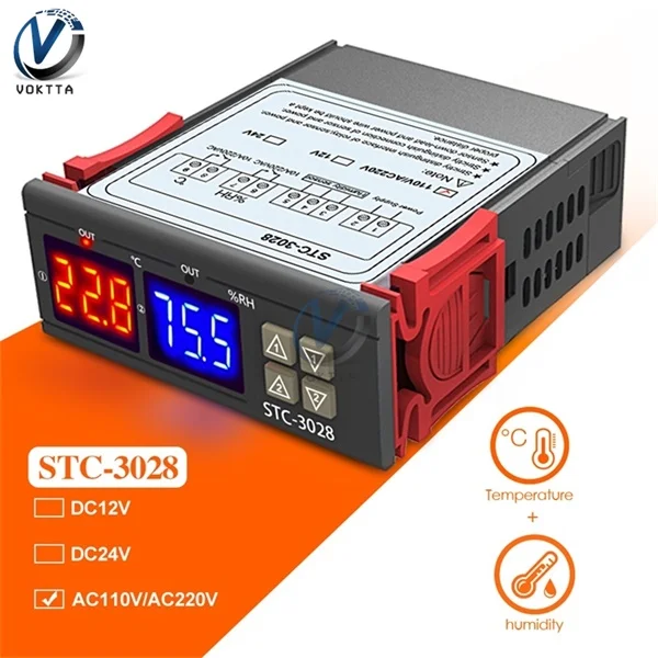 STC-3028 110-220V STC-3018 STC-3028 STC-3008 12 V 24 V 110-220 V Цифровой Температура контроллер двойной Дисплей зонд Термостат реле терморегулятор - Цвет: STC-3028 110-220V