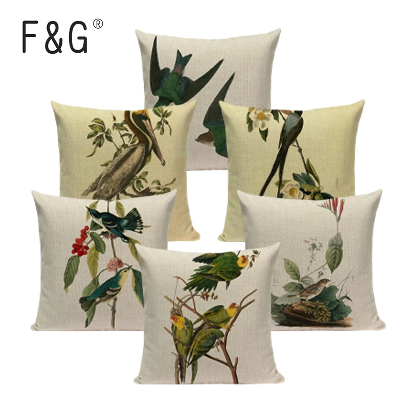 Акварельные растения в скандинавском американском стиле льняные наволочки