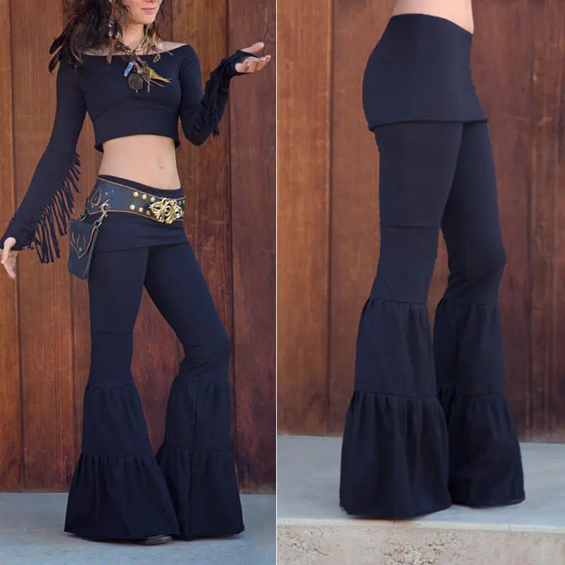 

Flare Stretch High Waist Boho Pants Womens Flare Pants Bell Bottom Wide Leg