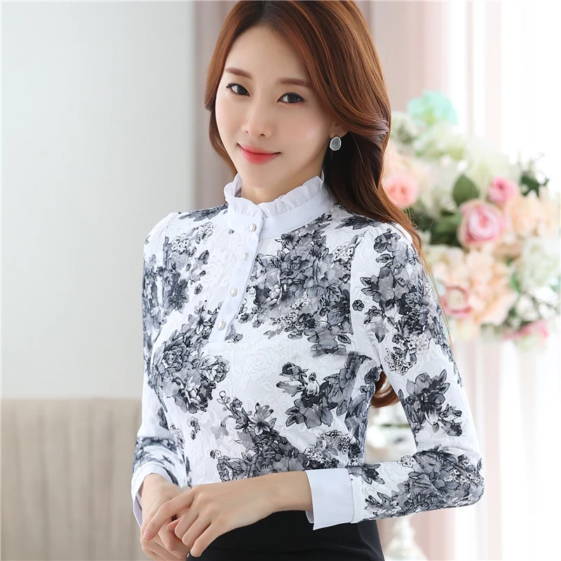 2018 Blusas Весна Регулярный стенд ацетат Новый элегантный Корейская рубашка с