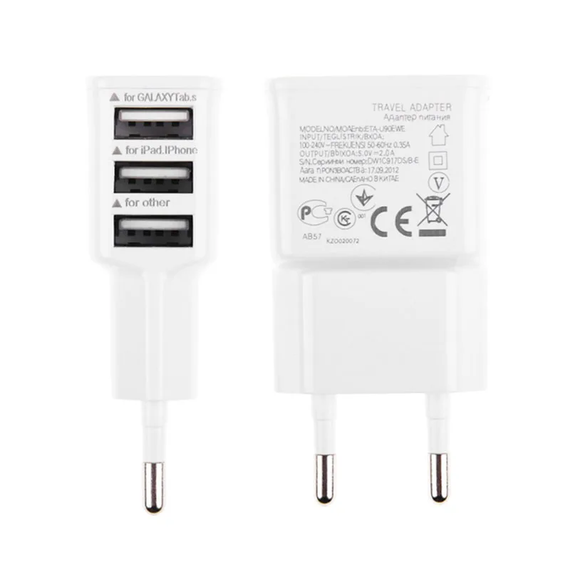 5 V 3A 3-Порты и разъёмы дорожное зарядное устройство USB Зарядное адаптер стены