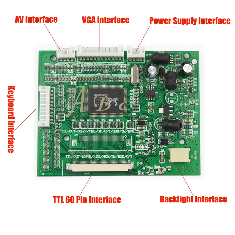 VGA AV 60P TTL RGB Driver Controller Board Module + Remote Kit for Raspberry PI 3 6.2&quot - 10.4&quot IPS TFT LCD Matrix Display Panel |