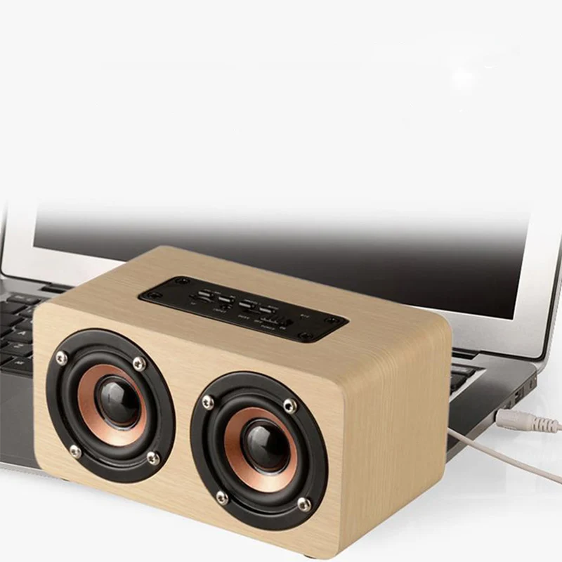 Деревянный беспроводной Bluetooth динамик Портативный hifi шок Колонка для басов TF