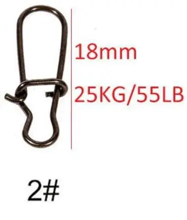 size 2 JSM 25 шт./лот дуэт замок защелки Размер 0#-4# черный хороший защелки поворотные скользящие кольца нержавеющая сталь рыболовные Вертлюги Снасти Комплект - Цвет: size 2