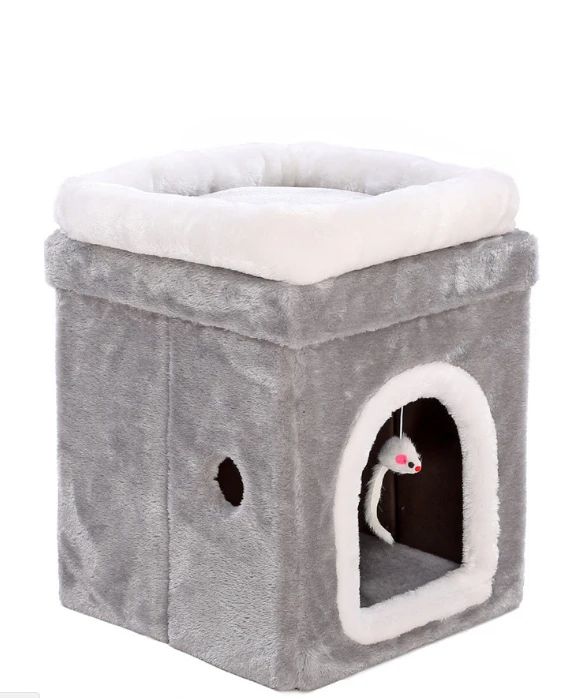 Pet Cat Igloo Съемная покрытая кровать маленькая собака мягкая кровать Met House M