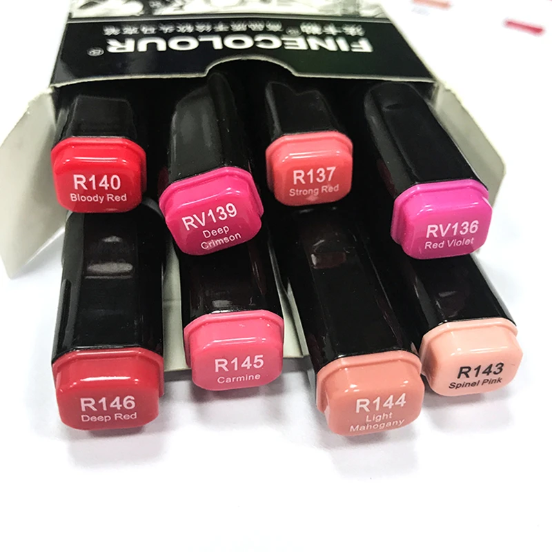Finecolour EF102 спиртовые чернила двусторонняя мягкая кисть маркер ручка красная серия