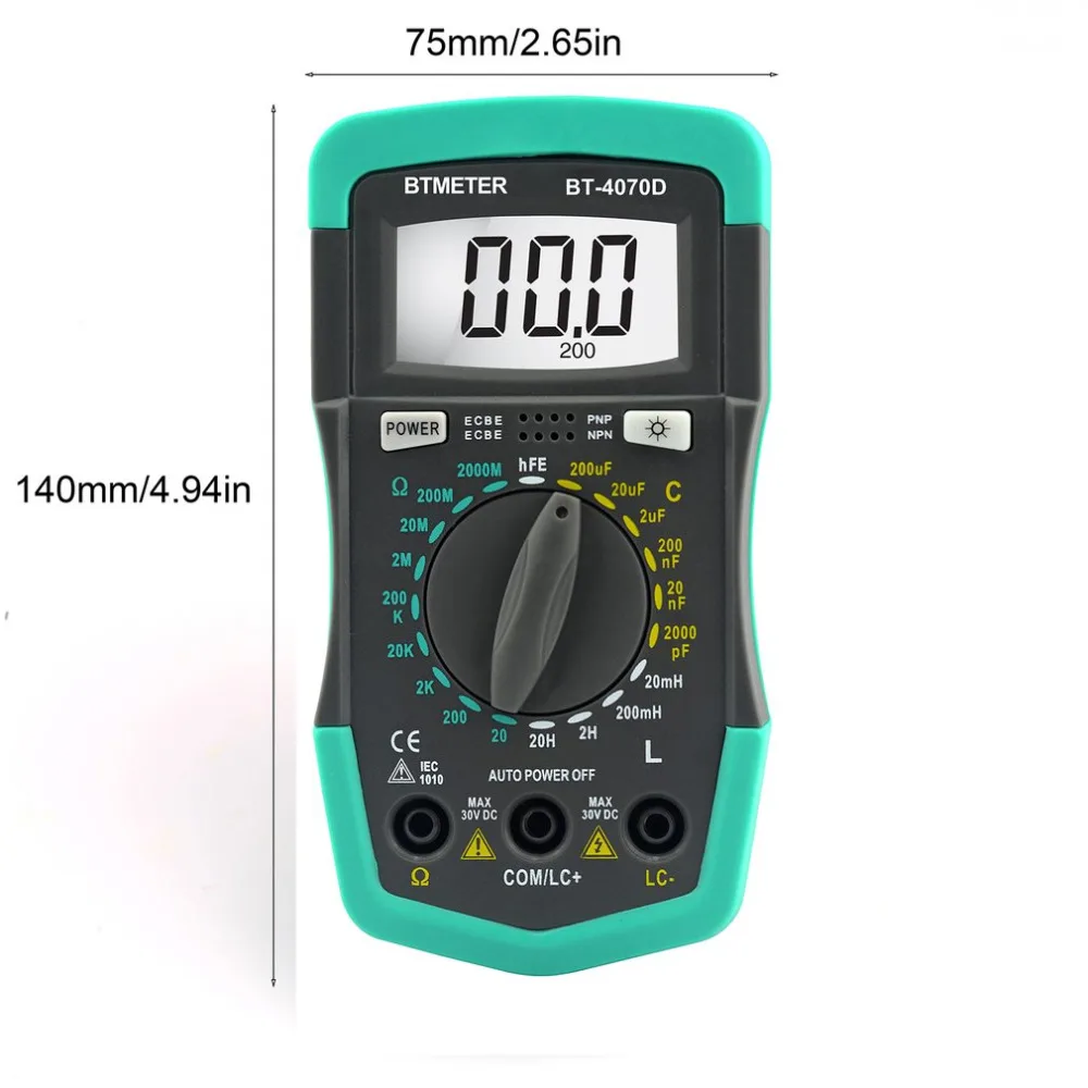 BTMETER HP4070D мини цифровой мультиметр Измеритель сопротивления Емкость