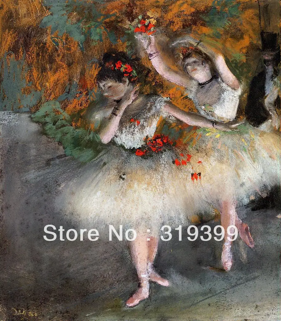 Картина масляной живописи на льняном холсте два танцора входят сцену Эдгара