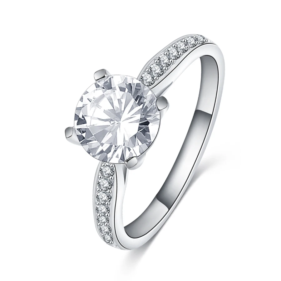 Прямая доставка серебряные белые кольца с кубическим цирконием AAA циркон