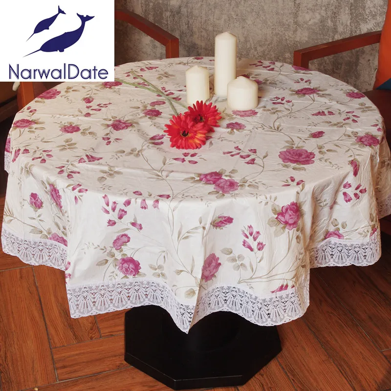PVC Waterproof Oilproof Tablecloths Popular Embroidery Table Cover for Round Tablecloth Home Hotel Banquet | Дом и сад