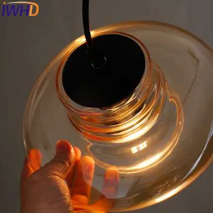 Стеклянный подвесной светильник IWHD винтажный в стиле чердака подвесные