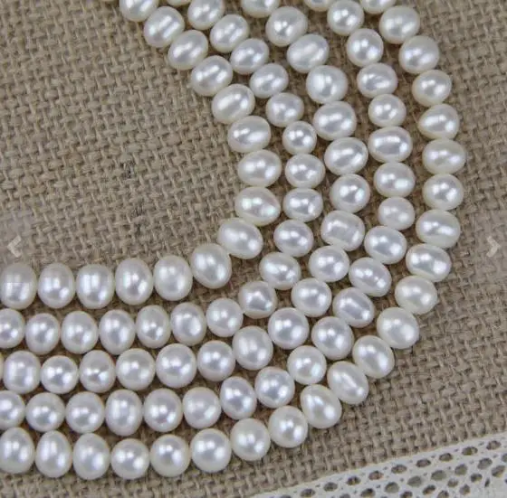 

Unique Pearls jewellery Store 6mm AA White Potato Genuine Freshwater Pearl Loose Beads One Full String DIY Jewelry Material LS-0