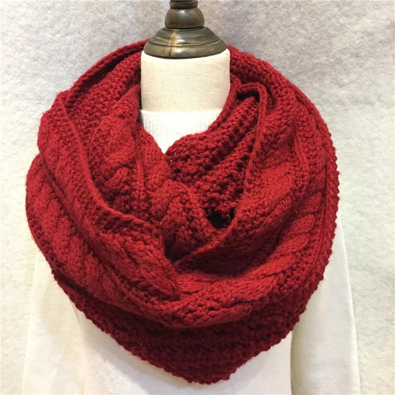 Новинка Зимний вязаный шарф бесконечности унисекс кольцо для влюбленных пар