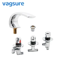 brass chromed brass cartridge thermostatic bath waterfall tap mixer faucet for bathtub handle shower and massage bathtub faucet