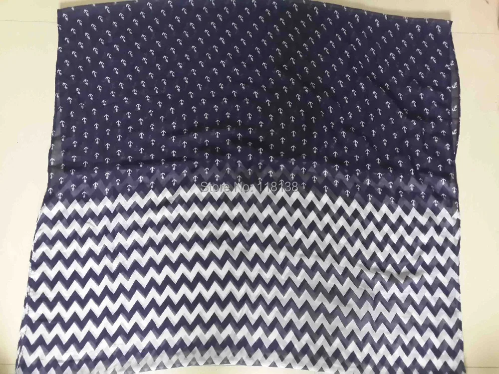 Темно-синий якорь и Шеврон Печатный шарф шаль обертывание Женские аксессуары