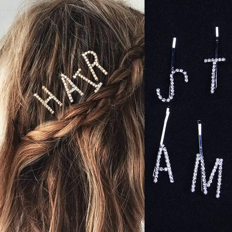 Женская заколка для волос с большими A Z буквами одним словом минималистическая
