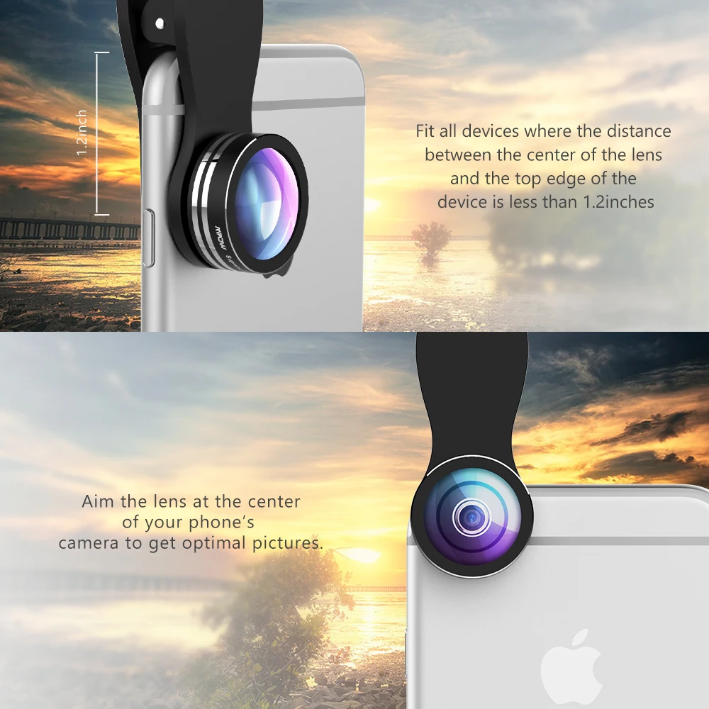 Оригианл MPOW 3 в 1 пристегивающийся объектив для камеры телефона комплект 180