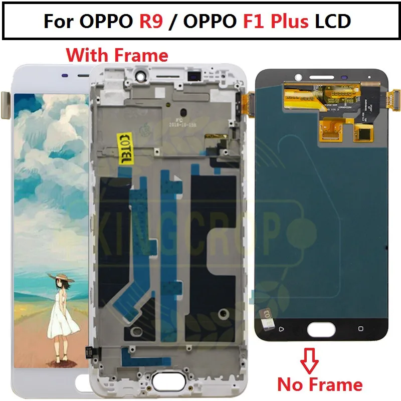 ЖК-дисплей и сенсорный дигитайзер с рамкой для OPPO R9 R9m R9tm X9009 5 дюйма белый цвет