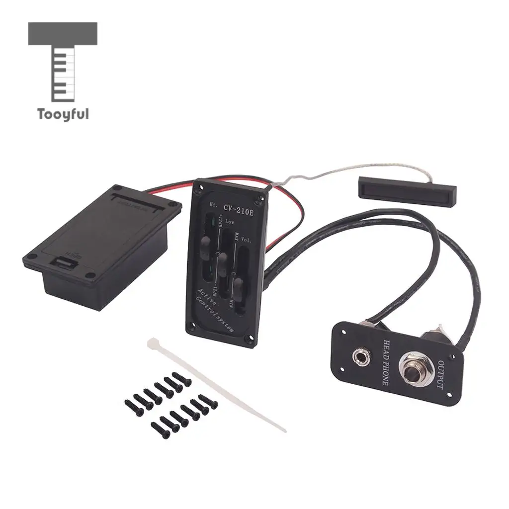 

Tooyful 1 Set Adjustable Silent EQ Piezo Pickup Preamp for Electric Violin Fiddle String Instrument Parts Black
