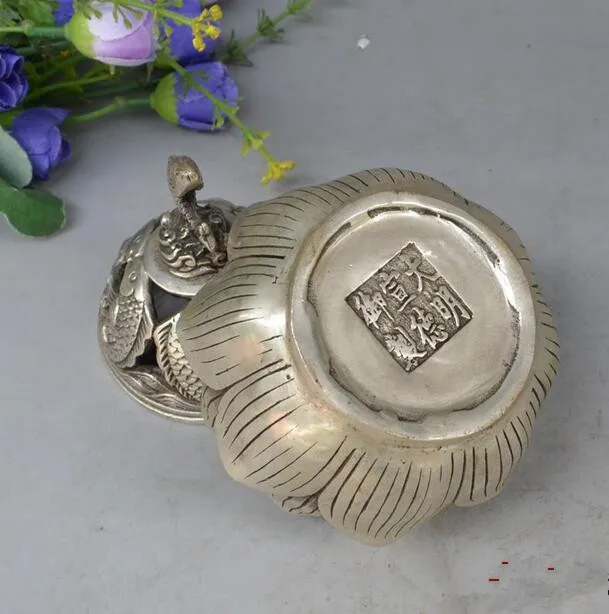 

China collection archaize white copper fish Incense burner