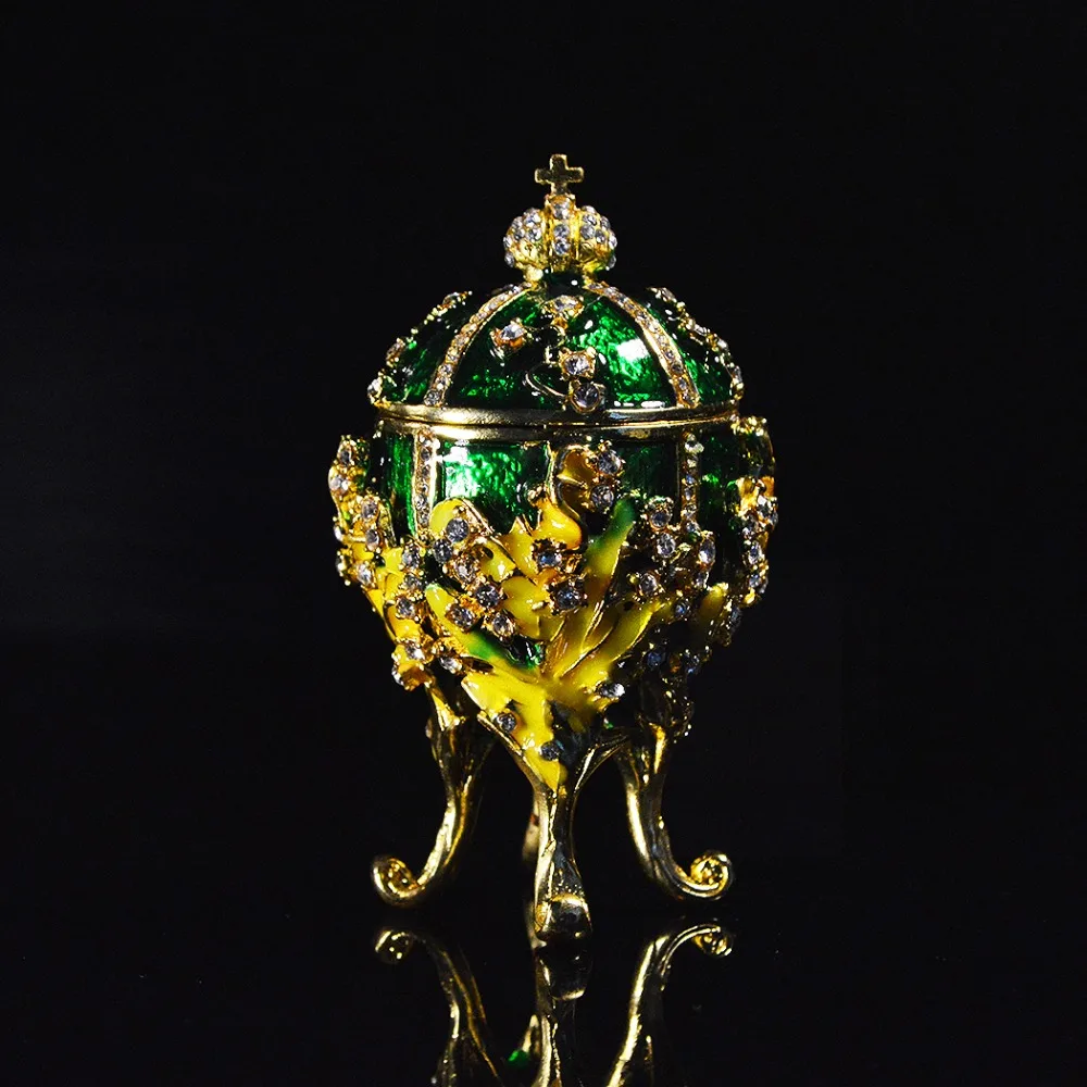 Qifu металлическая ручная работа маленькая Faberge коробка яйцо для ювелирных изделий