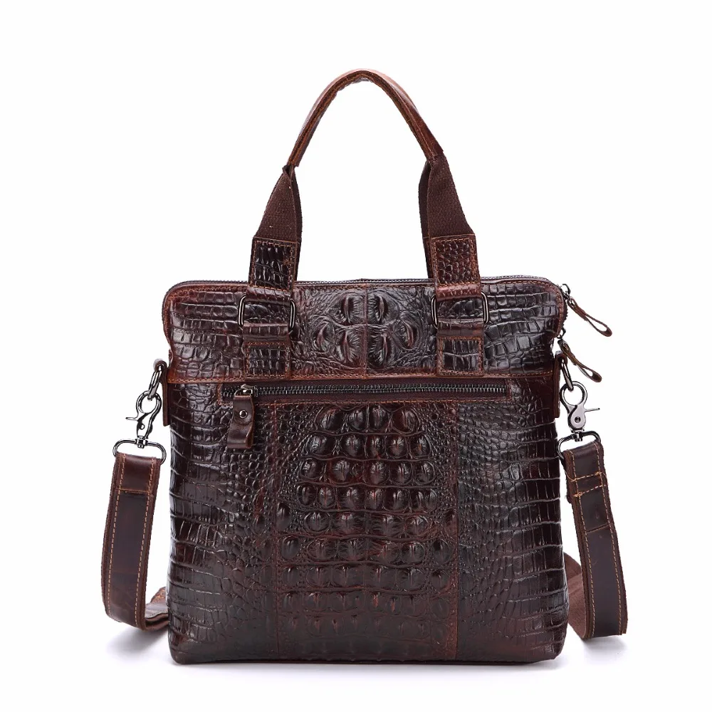 Мужская деловая сумка AETOO из воловьей кожи с вертикальным отделением узором под